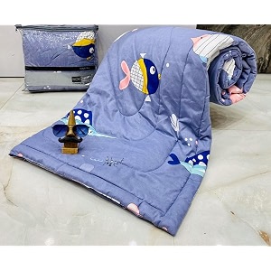 aroma brand- cotton winter cartoon kids single bed comforterac quilt for boys and girls size 60  100 inches purple-fishes tc - 250
