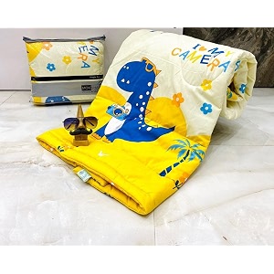aroma brand- cotton winter cartoon kids single bed comforterac quilt for boys and girls size 60  100 inches yellow-dainasaur tc - 250