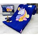 Aroma Brand- Cotton Winter Cartoon Kids Single Bed Comforter/AC Quilt for Boys and Girls (Size 60 * 100 inches) (Blue-Unicornss)| TC - 250