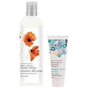 aroma magic aromatic skin toner 200ml and aroma magic mineral glow scrub 100ml