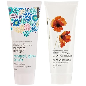 aroma magic mineral glow scrub 100ml amp mint deep cleanser and refreshes oily skin 100g combo