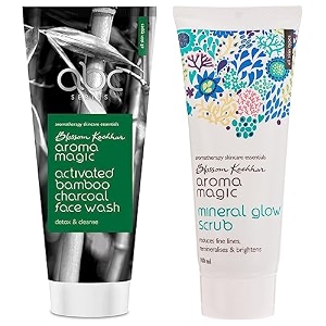 aroma magic mineral glow scrub 100ml amp activated bamboo charcoal pack 100gm combo