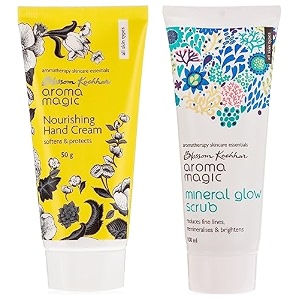 aroma magic mineral glow scrub 100ml amp nourishing hand cream 50g combo
