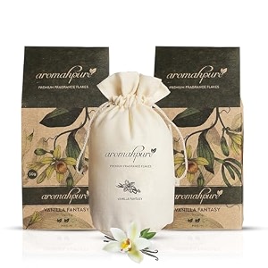 aromahpure car perfume fragrance flakes - vanilla fantasy car air freshener made with essential oil grains and flakes - 50 gms fragrant for 30 dayspack of 2 ifra certified