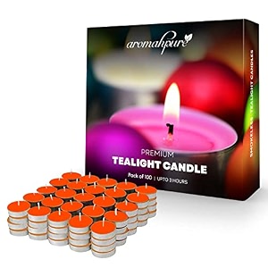 aromahpure scented decorative tealight candles  wax tealight candle  10 gm 100 pcs  tangy orange smokeless candles  3 hours burning time guaranteed  for home decoration amp celebration