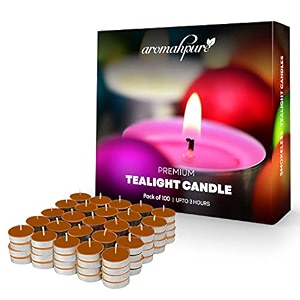 aromahpure scented decorative tealight candles  wax tealight candle  10 gm 100 pcs  vanilla fantasy smokeless candles  3 hours burning time guaranteed  for home decoration amp celebration