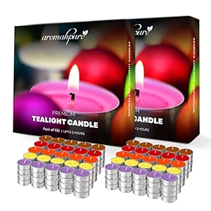 aromahpure scented decorative tealight candles  wax tealight candle  10 gm 200 pcs assorted smokeless candles  3 hours burning time guaranteed  for home decoration amp celebration