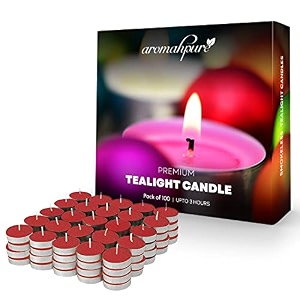 aromahpure scented decorative tealight candles  wax tealight candle  10 gm 100 pcs  bulgarian rose smokeless candles  3 hours burning time guaranteed  for home decoration amp celebration