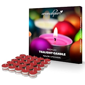 aromahpure scented decorative tealight candles  wax tealight candle  10 gm 50 pcs bulgarian rose smokeless candles  3 hours burning time guaranteed  for home decoration amp celebration
