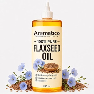 aromatico flaxseed oil for skin hair scalp massage amp lightweight diy beauty care  omega 36 amp 9 rich for glowing skin amp hair growth - 200ml