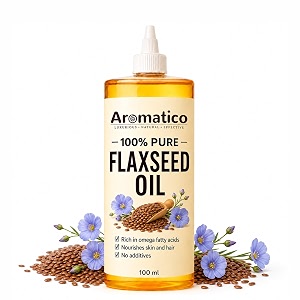 aromatico flaxseed oil for skin hair scalp massage amp lightweight diy beauty care  omega 36 amp 9 rich for glowing skin amp hair growth - 100ml