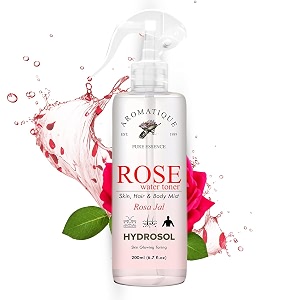 aromatique rose water spray  100 pure amp natural rose hydrosol mist for face skin hair amp body  alcohol-free toner amp refreshing mist  200ml