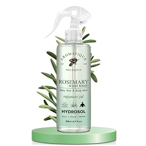 aromatique rosemary water hair spray 200ml  100 percent pure natural hydrosol hair mist for scalp care and refreshing hair toner  lightweight daily use for all hair types men and women