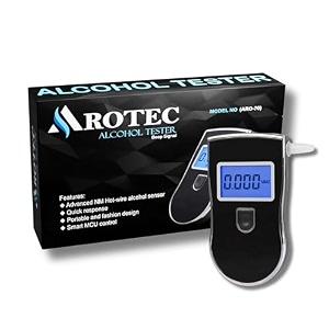 portable alcohol tester with 5 nozzles digital breathalyser alcohol testing machine breath analyzer checker machine professional alcometer bac tester with lcd display alcohol detector aro-70