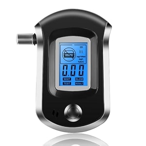 portable breath alcohol tester with 5 mouthpieces digital alcohol detector - high accuracy semiconductor sensor personal breathalyzers