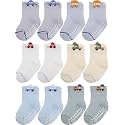 Aroveea Toddler Socks Cotton Non Slip Grip Ankle Baby 12 Pack for Kids Boys