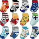 Aroveea Toddler Socks Cotton Non Slip Grip Ankle Baby 12 Pack for Kids Boys