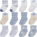 Aroveea Toddler Socks Cotton Non Slip Grip Ankle Baby 12 Pack for Kids Boys