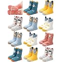 Aroveea Toddler Socks Non Slip Grip Ankle Baby 12 Pack for Kids Boys Girls