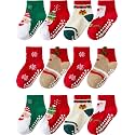 Aroveea Toddler Socks Non Slip Grip Ankle Baby 12 Pack for Kids Boys Girls