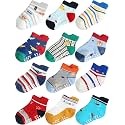 Aroveea Toddler Socks Non Slip Grip Ankle Baby 12 Pack for Kids Boys Girls