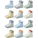 Aroveea Toddler Socks Non Slip Grip Ankle Baby 12 Pack for Kids Boys Girls