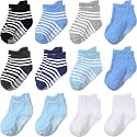 Aroveea Toddler Socks Non Slip Grip Ankle Baby 12 Pack for Kids Boys Girls