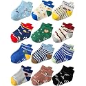 Aroveea Toddler Socks Non Slip Grip Ankle Baby 12 Pack for Kids Boys Girls