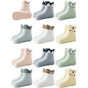 Aroveea Toddler Socks Non Slip Grip Ankle Baby 12 Pack for Kids Boys Girls