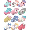 Aroveea Toddler Socks Non Slip Grip Ankle Baby 12 Pack for Kids Boys Girls