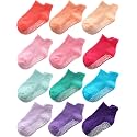 Aroveea Toddler Socks Non Slip Grip Ankle Baby 12 Pack for Kids Boys Girls