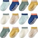 Aroveea Toddler Socks Non Slip Grip Ankle Baby 12 Pack for Kids Boys Girls