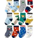 Aroveea Toddler Socks Non Slip Grip Ankle Baby 12 Pack for Kids Boys Girls