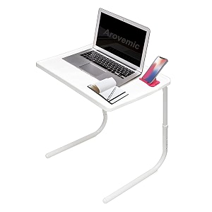 prime table table-mate xl pro tv tray - folding and tablet slot- couch desk for working from home large trays eating portable adjustable table white