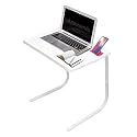 Prime Table Table-Mate XL PRO TV Tray - Folding and Tablet Slot- Couch Desk for Working from Home, Large Trays Eating, Portable Adjustable Table, White