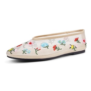 Arqa Crystal-Embellished Mesh Flats Rhinestone Ballet Flat