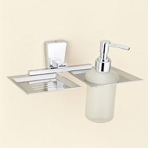 arquin 304 stainless steel soap dish with dispenser soap box for handwash shampoo amp sanitizer liquid dispenser corrosion-resistant amp wall-mountable bathroom accessories chrome finish selvi