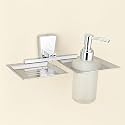 Arquin 304 Stainless Steel Soap Dish with Dispenser Soap Box for Handwash Shampoo &amp; Sanitizer Liquid Dispenser, Corrosion-Resistant &amp; Wall-Mountable Bathroom Accessories Chrome Finish (SELVI)