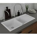 ARQUIN Double Bowl Quartz Sink with Drainboard 45x20x9 Inch White Granite Sink UV Protected, Undermount | Topmount Noise Reducing Quartz for Kitchen Basin