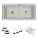 ARQUIN Quartz Kitchen Sink Double Bowl Quartz Kicthen Sinks (Choco-White, 45" x 20" x 9" Inch)