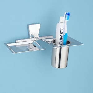 arquin soap dish with tumbler holder 304 grade stainless steel  2 in 1 soap stand  tooth brush holder  soap case with toothbrush stand  bathroom accessories set selvi