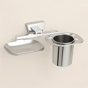 arquin soap dish with tumbler holder 304 grade stainless steel  2 in 1 soap stand  tooth brush holder  soap case with toothbrush stand  bathroom accessories set aquarius