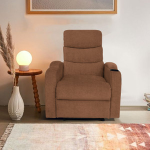 arra carrera polyester fabric 1 seater manual recliner with pull-out lever lt brown fabric manual recliner finish color - light brown diydo-it-yourself