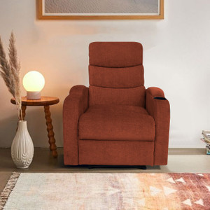 arra carrera polyester fabric 1 seater manual recliner with pull-out lever - rust fabric manual recliner finish color - rust diydo-it-yourself