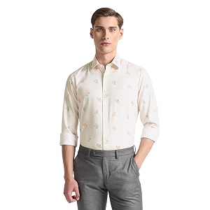 Arrow Mens Floral Print Dobby Regular Fit