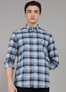 ARROW Men Checkered Casual Blue Shirt