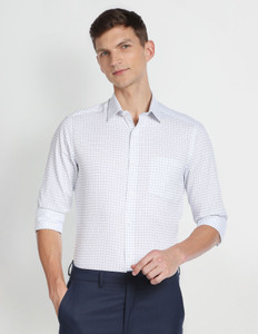 arrow men checkered formal blue shirt