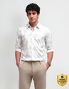 ARROW Men Floral Print Formal White Shirt