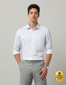 ARROW Men Regular Fit Checkered Spread Collar
