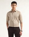 ARROW Men Self Design Formal Beige Shirt